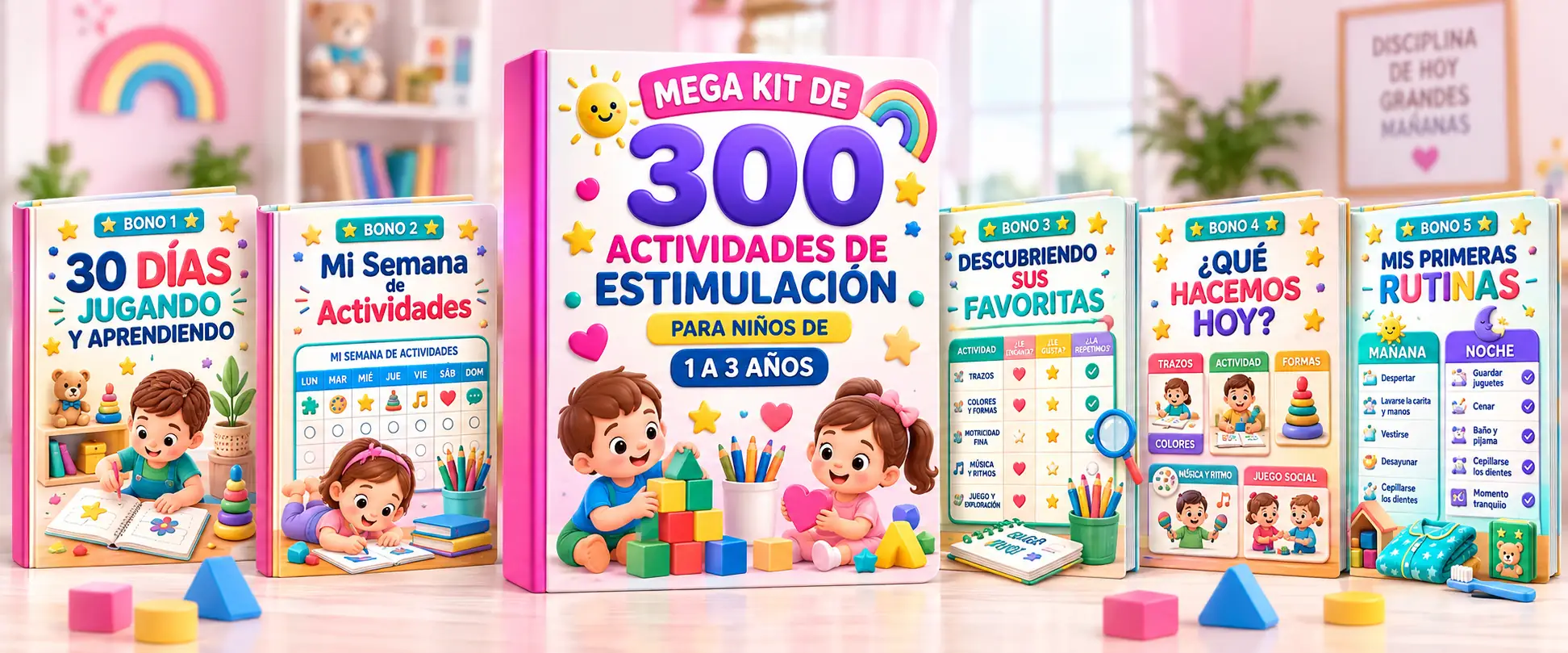 Mega Kit de 300 actividades en PDF con páginas interiores y cinco bonos incluidos